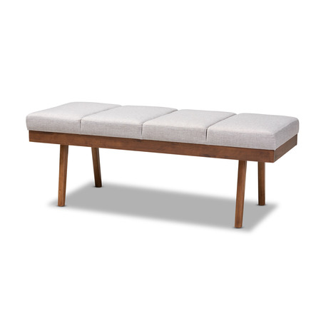 BAXTON STUDIO Larisa Mid-Century Grayish Beige Upholstered Wood Bench 155-9303